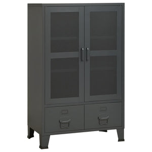 vidaXL Storage Cabinet Office Cabinet with Mesh Doors for Living Room Metal-17