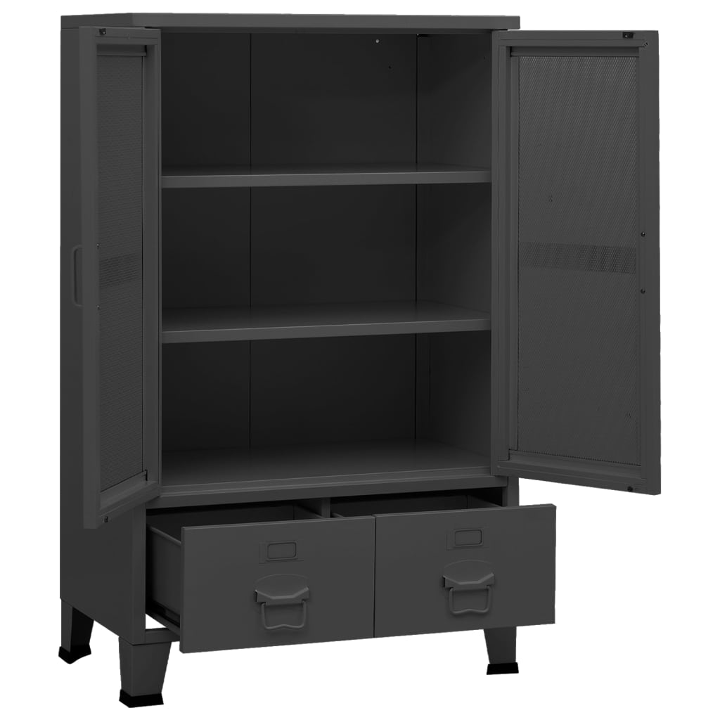 vidaXL Storage Cabinet Office Cabinet with Mesh Doors for Living Room Metal-25