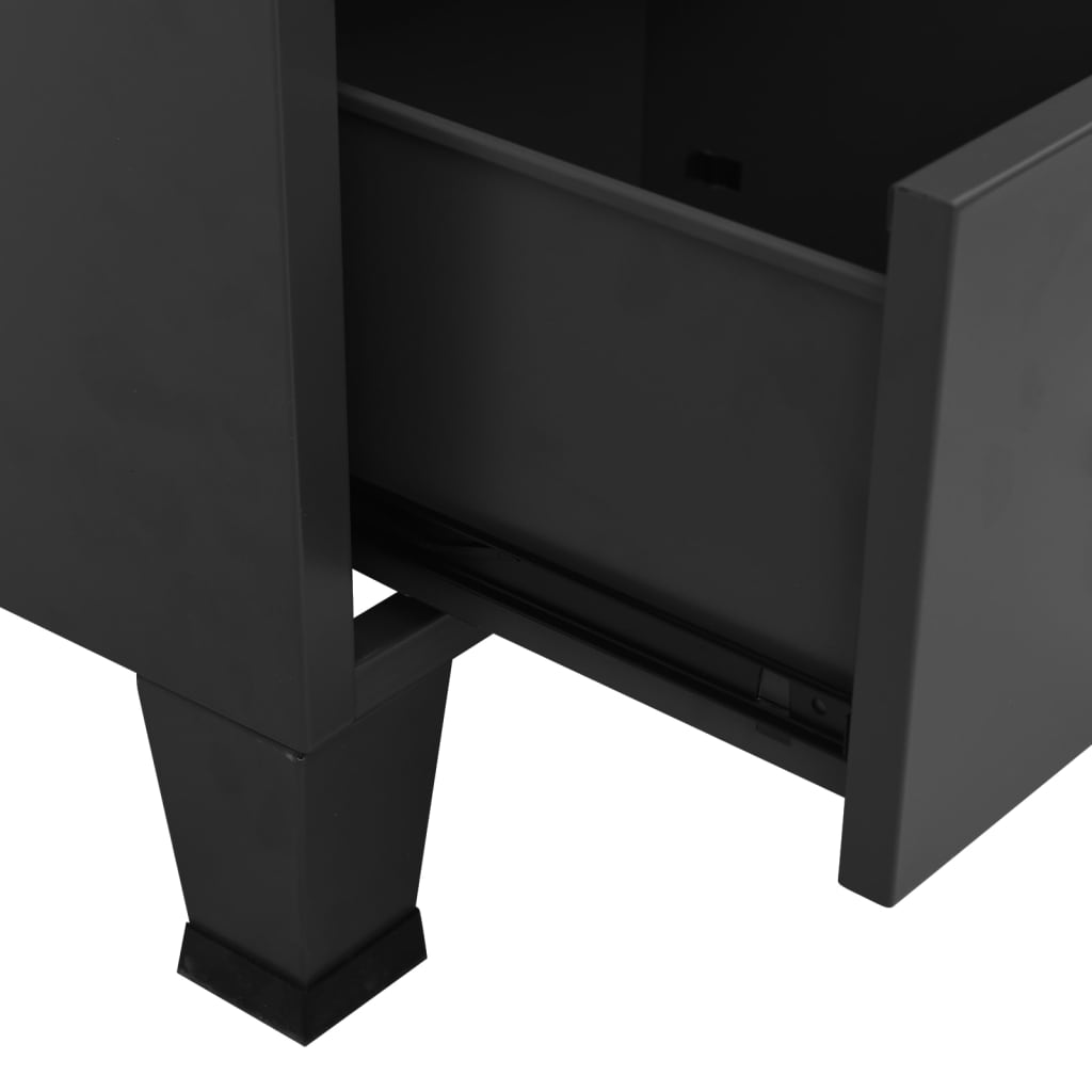 vidaXL Storage Cabinet Office Cabinet with Mesh Doors for Living Room Metal-3