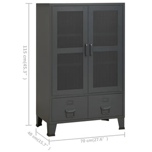 vidaXL Storage Cabinet Office Cabinet with Mesh Doors for Living Room Metal-30