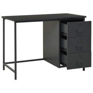 vidaXL Desk Industrial Home Office Study Desk Computer Desk with Drawers Steel-9