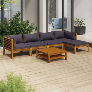 vidaXL 6 Piece Patio Lounge Set with Cushion Solid Acacia Wood-0