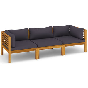 vidaXL 3-Seater Patio Sofa with Cushion Solid Acacia Wood-2