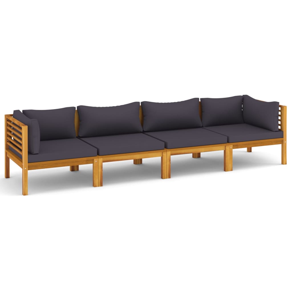 vidaXL 4-Seater Patio Sofa with Cushion Solid Acacia Wood-2