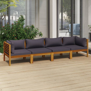 vidaXL 4-Seater Patio Sofa with Cushion Solid Acacia Wood-1