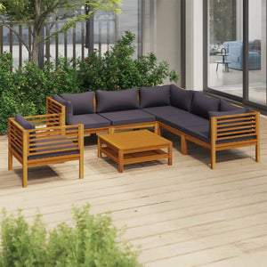 vidaXL 7 Piece Patio Lounge Set with Cushion Solid Acacia Wood-1