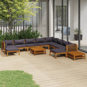 vidaXL 12 Piece Patio Lounge Set with Cushion Solid Acacia Wood-1