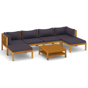 vidaXL 7 Piece Patio Lounge Set with Cushion Solid Acacia Wood-2