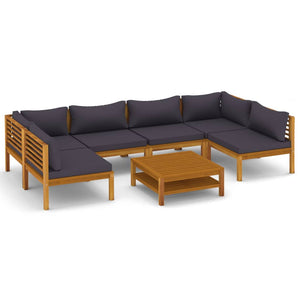 vidaXL 7 Piece Patio Lounge Set with Cushion Solid Acacia Wood-2