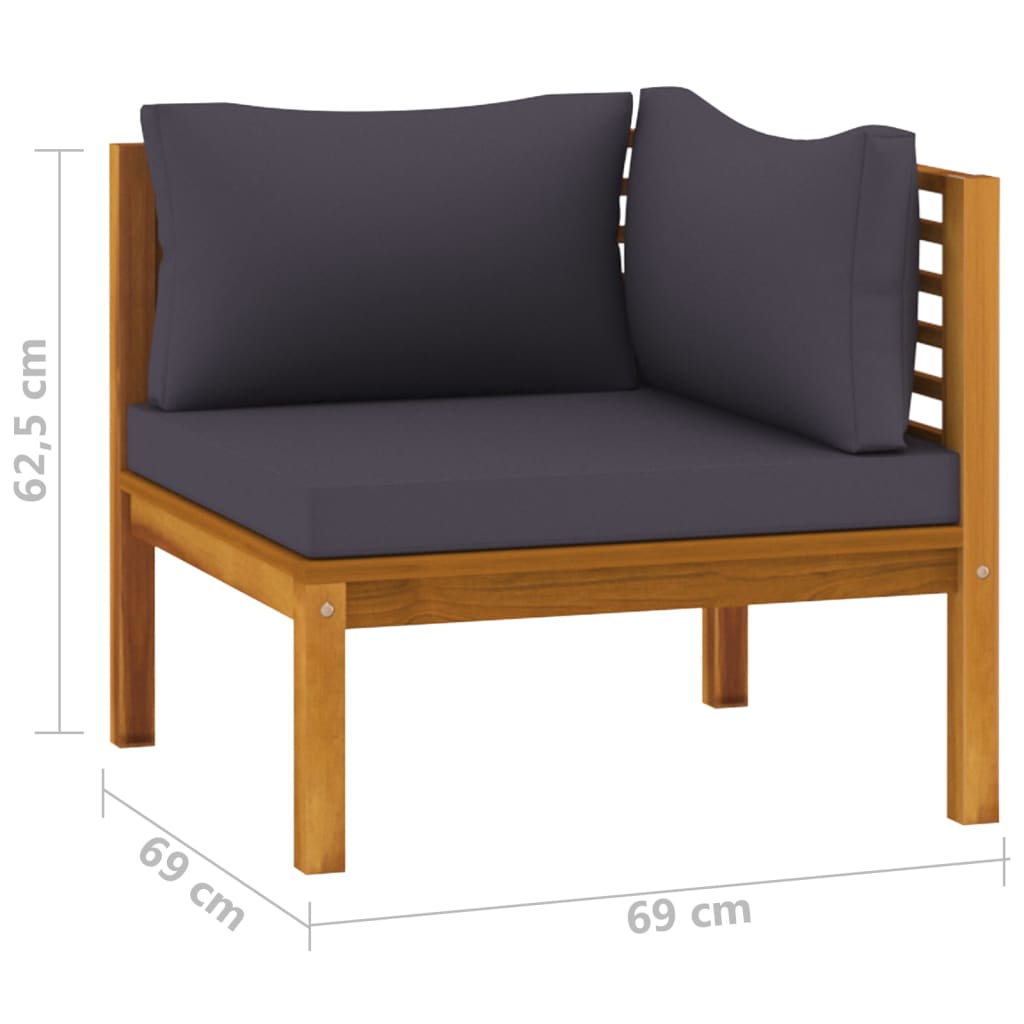 vidaXL 7 Piece Patio Lounge Set with Cushion Solid Acacia Wood-0