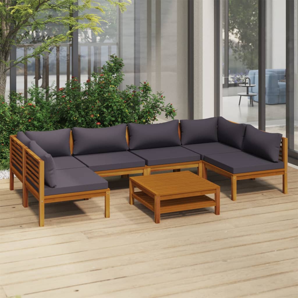 vidaXL 7 Piece Patio Lounge Set with Cushion Solid Acacia Wood-1