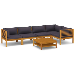 vidaXL 6 Piece Patio Lounge Set with Cushion Solid Acacia Wood-2