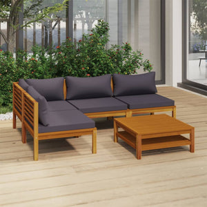 vidaXL 5 Piece Patio Lounge Set with Cushion Solid Acacia Wood-1