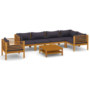 vidaXL 7 Piece Patio Lounge Set with Cushion Solid Acacia Wood-2