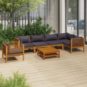 vidaXL 7 Piece Patio Lounge Set with Cushion Solid Acacia Wood-0