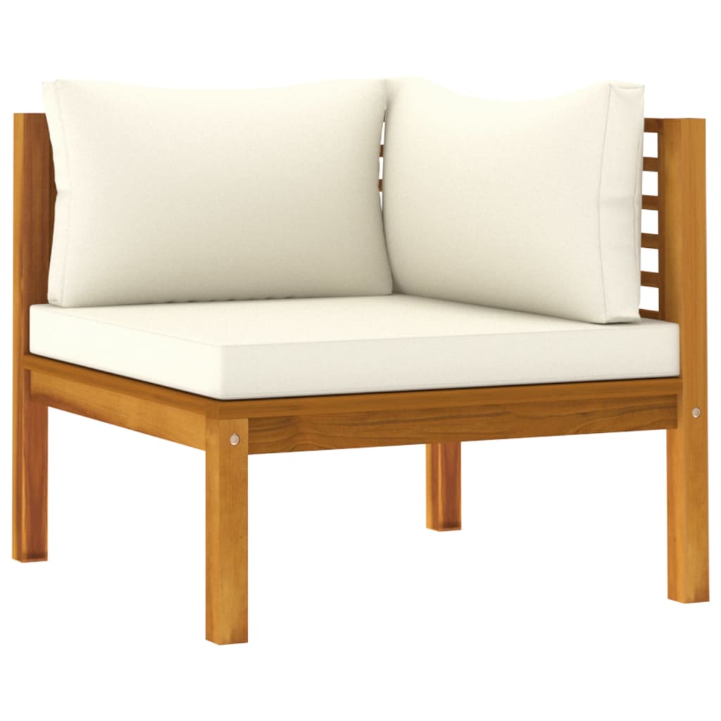 vidaXL 3-Seater Patio Sofa with Cream Cushion Solid Acacia Wood-3