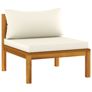 vidaXL 3-Seater Patio Sofa with Cream Cushion Solid Acacia Wood-5