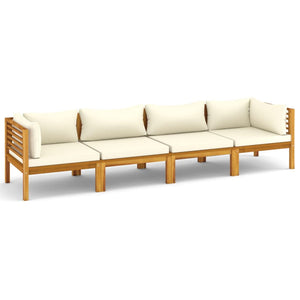 vidaXL 4-Seater Patio Sofa with Cream Cushion Solid Acacia Wood-1