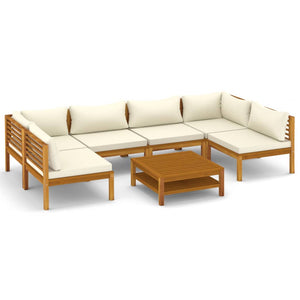 vidaXL 7 Piece Patio Lounge Set with Cream Cushion Solid Acacia Wood-1