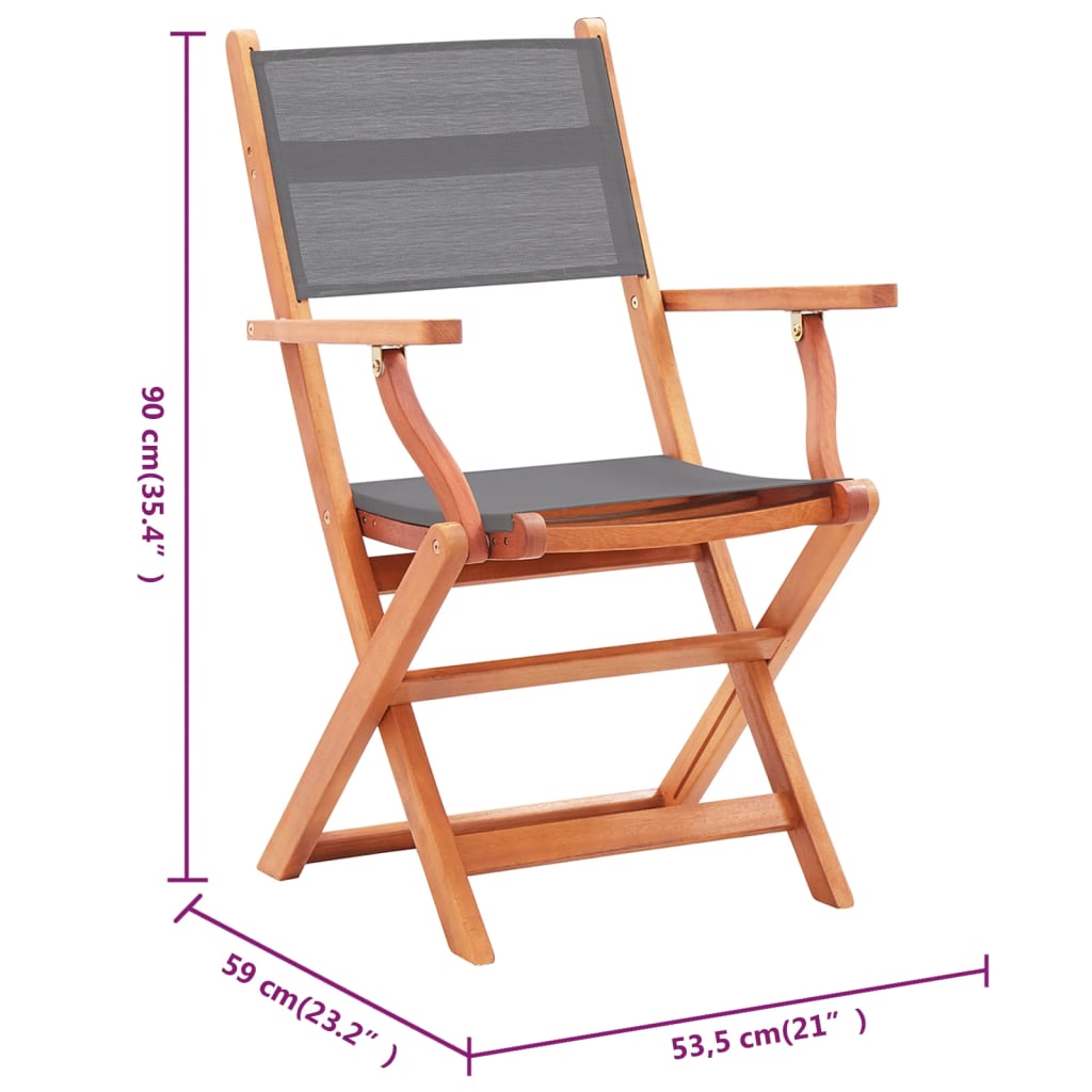 vidaXL Patio Folding Chairs Camping Chair Solid Wood Eucalyptus and Textilene-1