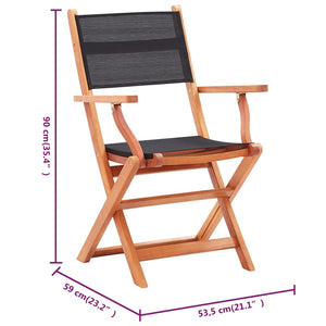 vidaXL Patio Folding Chairs Camping Chair Solid Wood Eucalyptus and Textilene-2