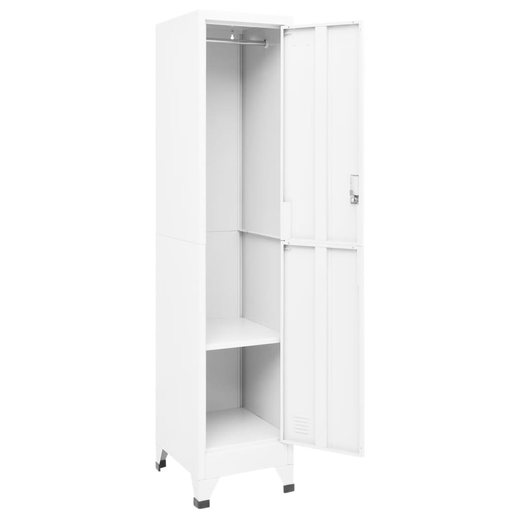 vidaXL Locker Cabinet White 15"x17.7"x70.9" Steel-1