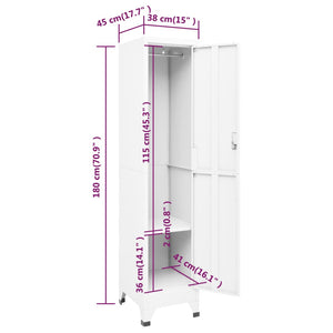 vidaXL Locker Cabinet White 15"x17.7"x70.9" Steel-7