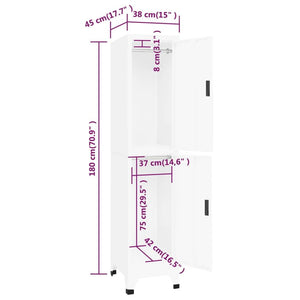 vidaXL Locker Cabinet White 15"x17.7"x70.9" Steel-7