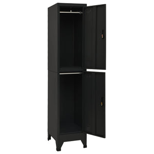 vidaXL Locker Cabinet Black 15"x17.7"x70.9" Steel-0