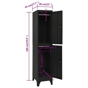 vidaXL Locker Cabinet Black 15"x17.7"x70.9" Steel-7