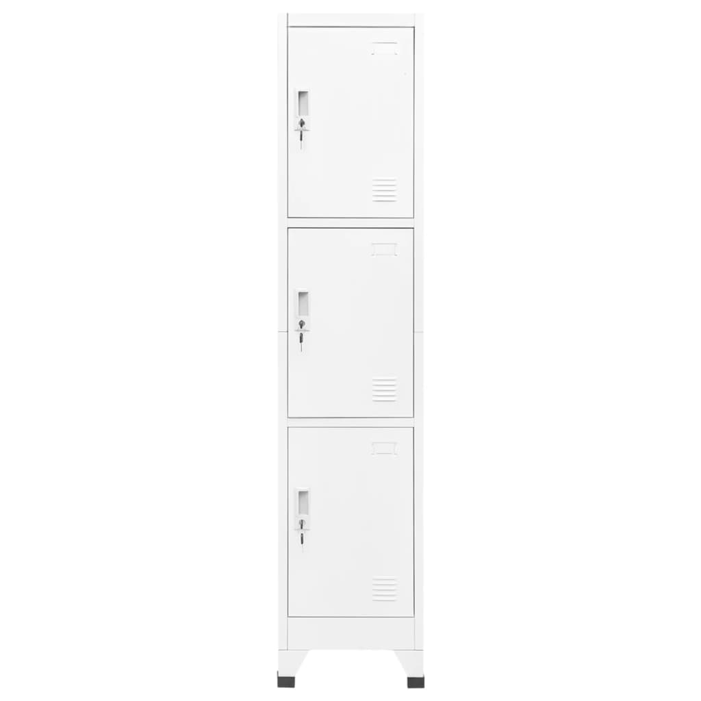 vidaXL Locker Cabinet White 15"x17.7"x70.9" Steel-0