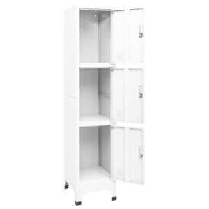 vidaXL Locker Cabinet White 15"x17.7"x70.9" Steel-1