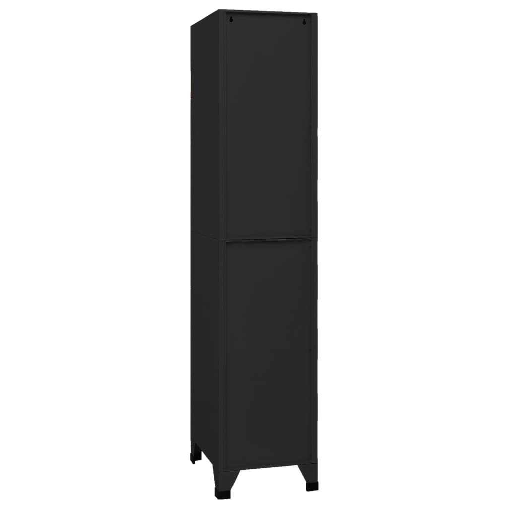 vidaXL Locker Cabinet Black 15"x17.7"x70.9" Steel-2