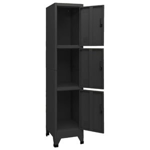 vidaXL Locker Cabinet Black 15"x17.7"x70.9" Steel-3