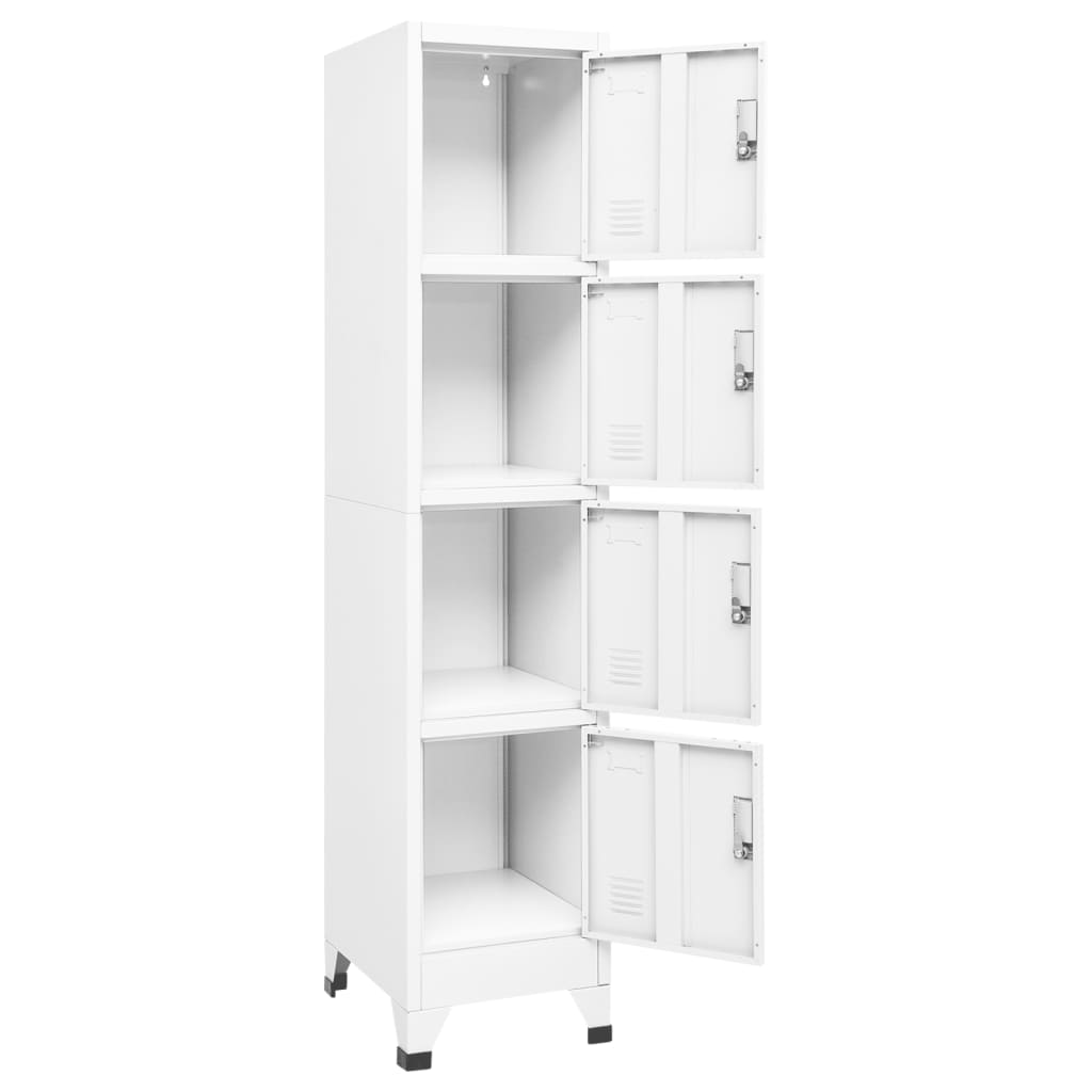 vidaXL Locker Cabinet White 15"x17.7"x70.9" Steel-3