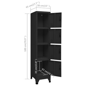 vidaXL Locker Cabinet Black 15"x17.7"x70.9" Steel-7