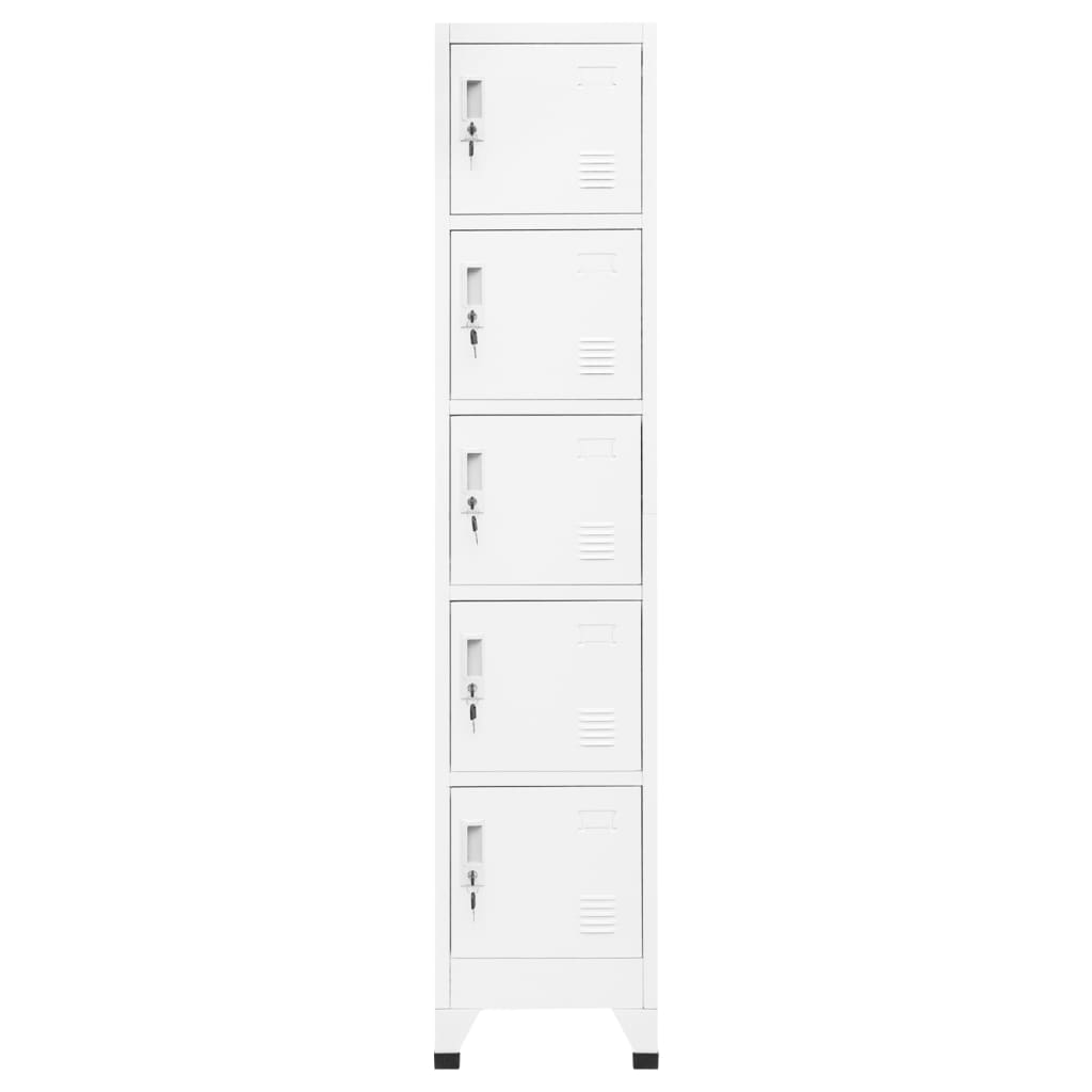 vidaXL Locker Cabinet White 15"x15.7"x70.9" Steel-0