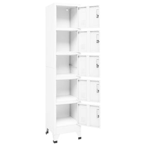 vidaXL Locker Cabinet White 15"x15.7"x70.9" Steel-3