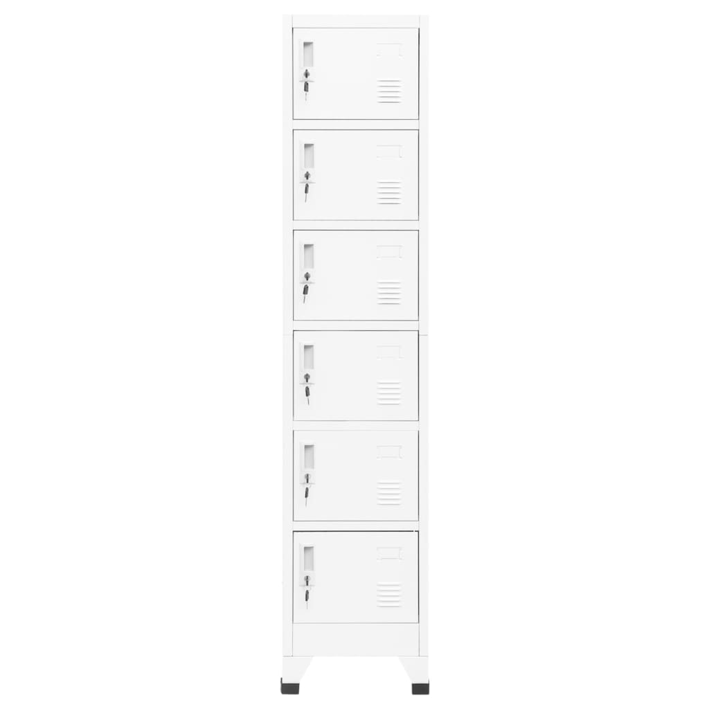 vidaXL Locker Cabinet White 15"x15.7"x70.9" Steel-0