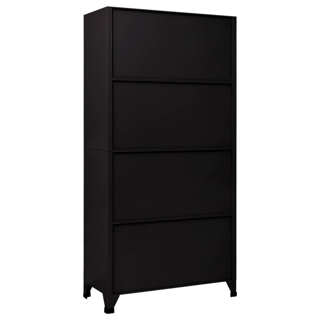 vidaXL Locker Cabinet Black 35.4"x17.7"x70.9" Steel-2