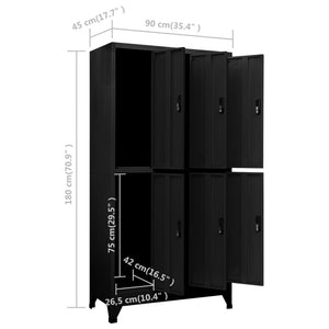 vidaXL Locker Cabinet Black 35.4"x17.7"x70.9" Steel-7