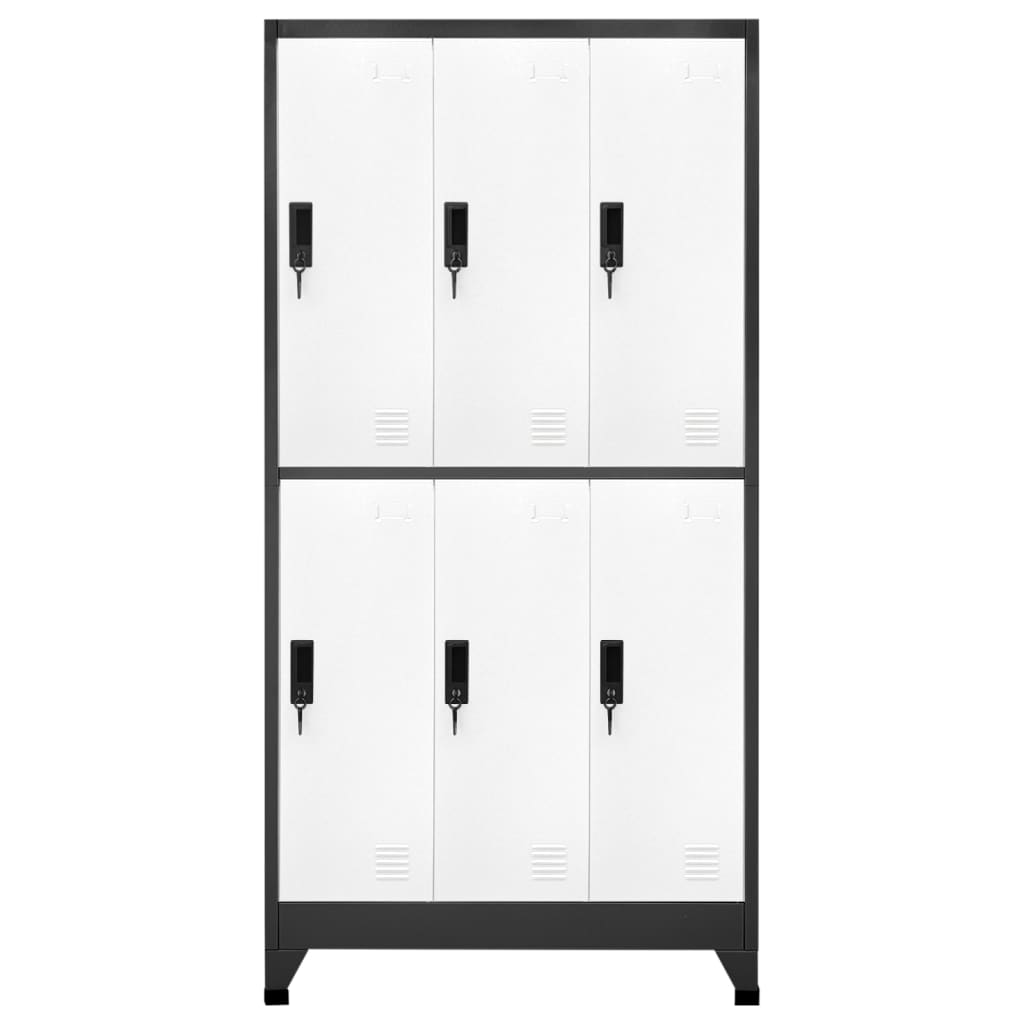 vidaXL Locker Cabinet Anthracite and White 35.4"x17.7"x70.9" Steel-0