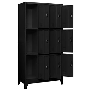 vidaXL Locker Cabinet Black 35.4"x17.7"x70.9" Steel-1