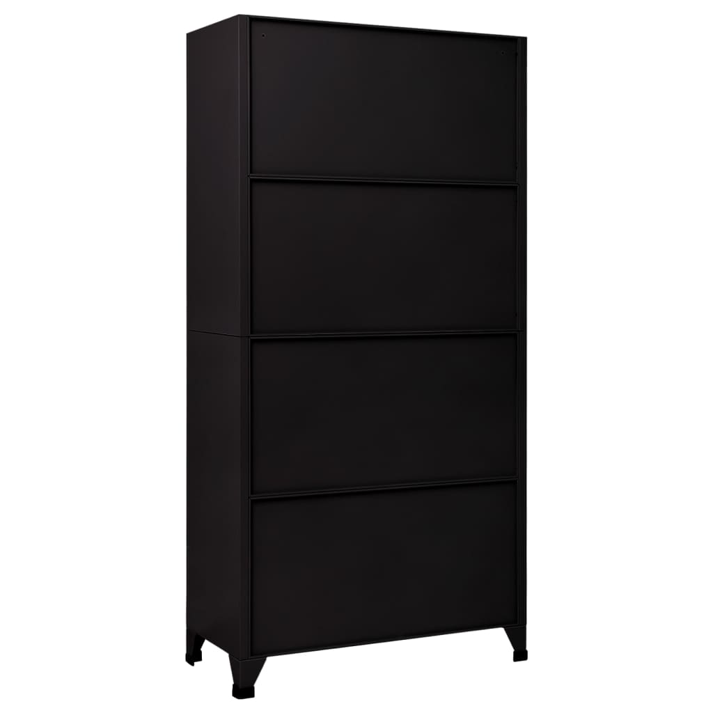 vidaXL Locker Cabinet Black 35.4"x17.7"x70.9" Steel-3