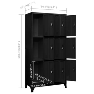 vidaXL Locker Cabinet Black 35.4"x17.7"x70.9" Steel-7