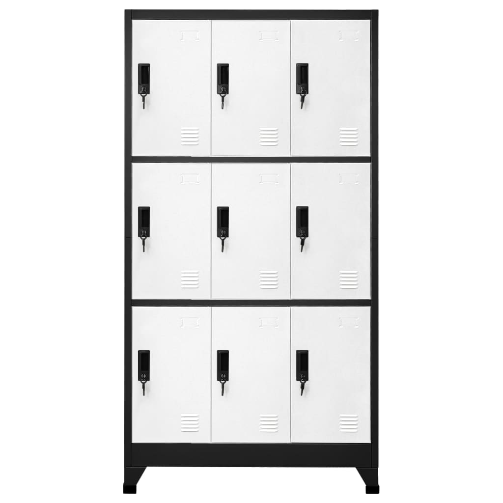 vidaXL Locker Cabinet Anthracite and White 35.4"x17.7"x70.9" Steel-0