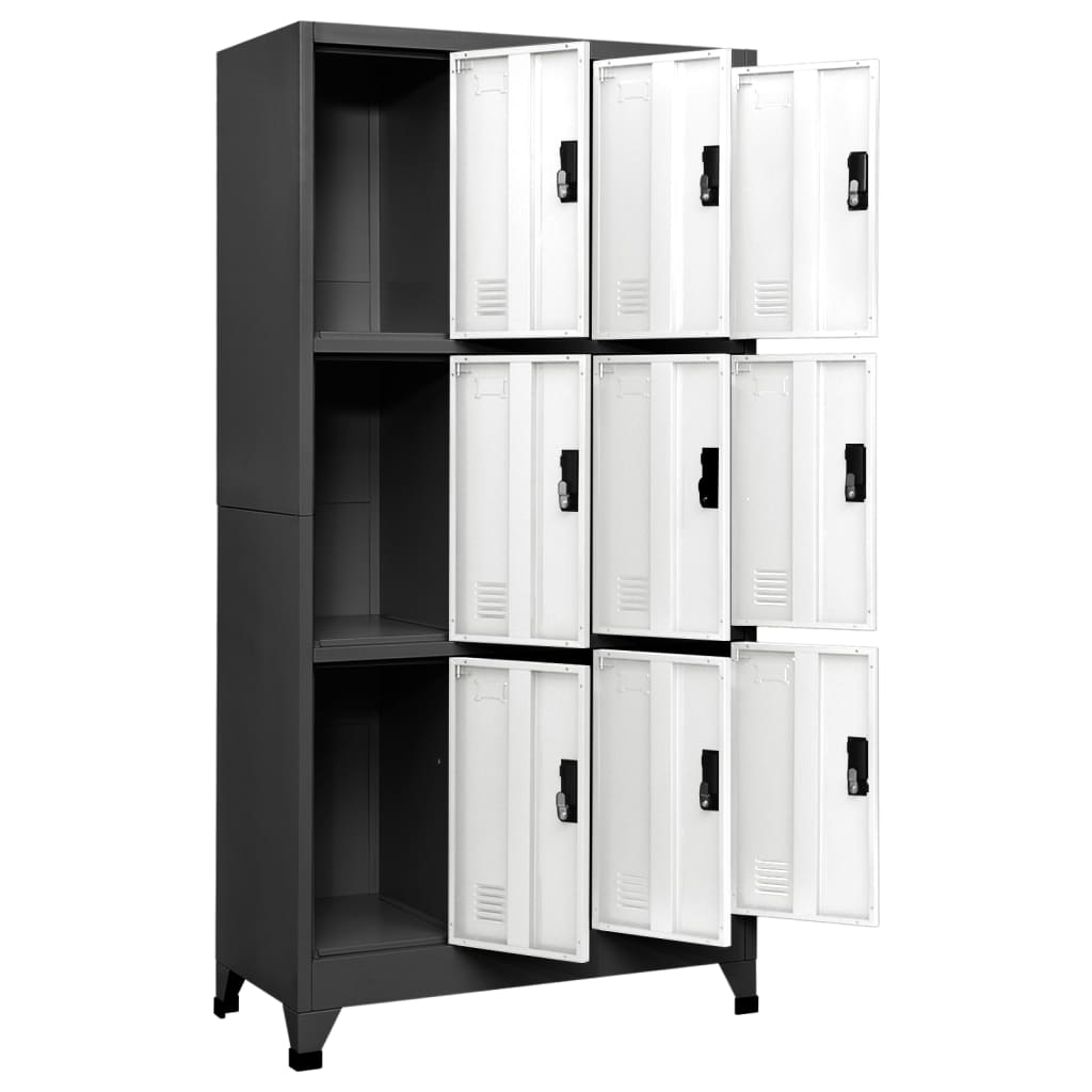 vidaXL Locker Cabinet Anthracite and White 35.4"x17.7"x70.9" Steel-1