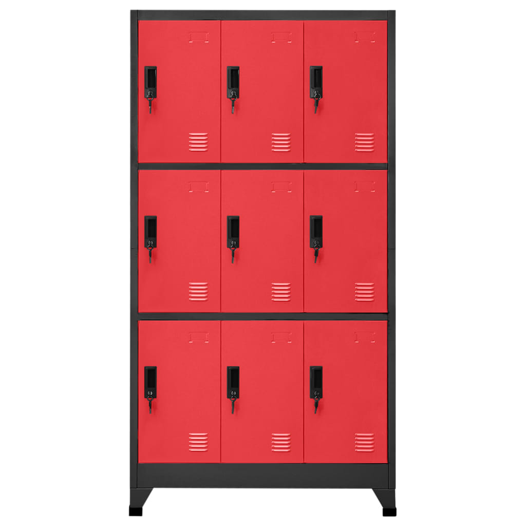 vidaXL Locker Cabinet Anthracite and Red 35.4"x17.7"x70.9" Steel-0