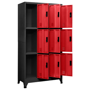 vidaXL Locker Cabinet Anthracite and Red 35.4"x17.7"x70.9" Steel-1