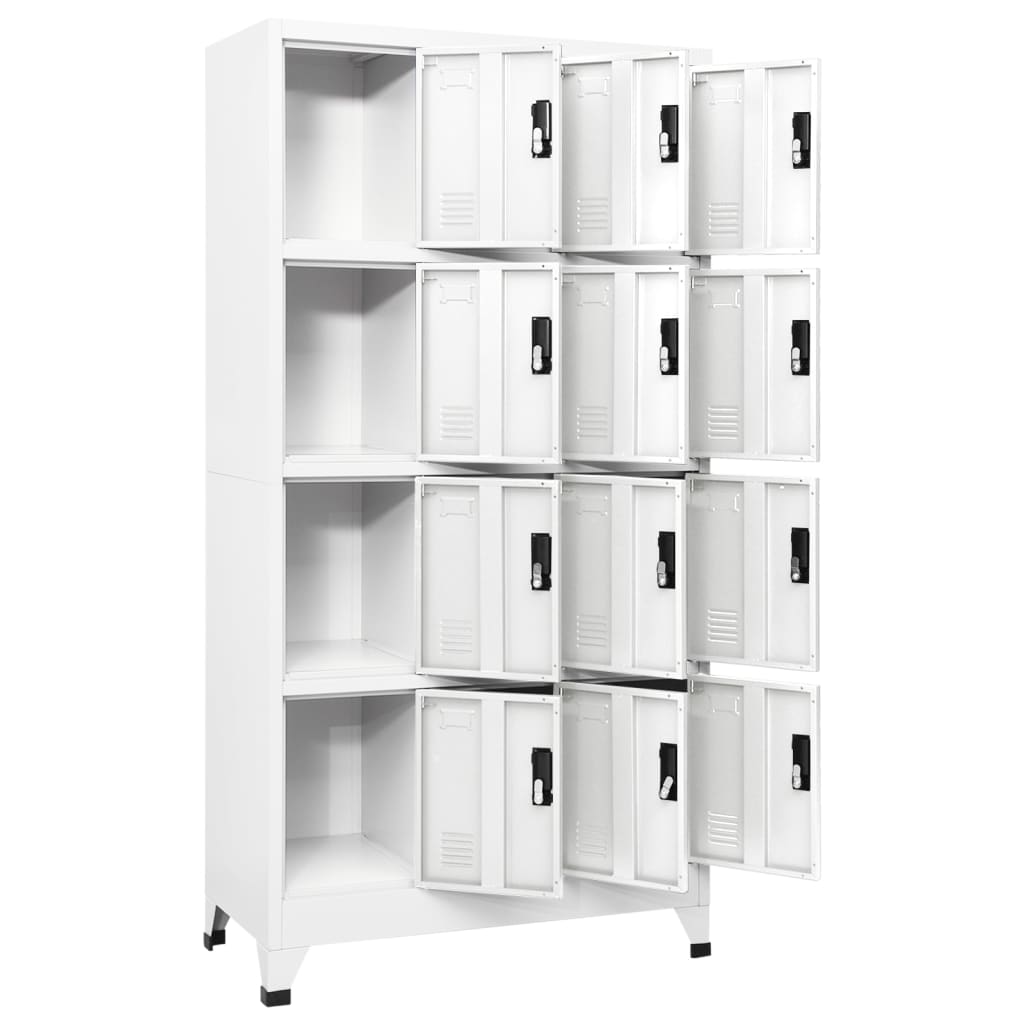 vidaXL Locker Cabinet White 35.4"x17.7"x70.9" Steel-1